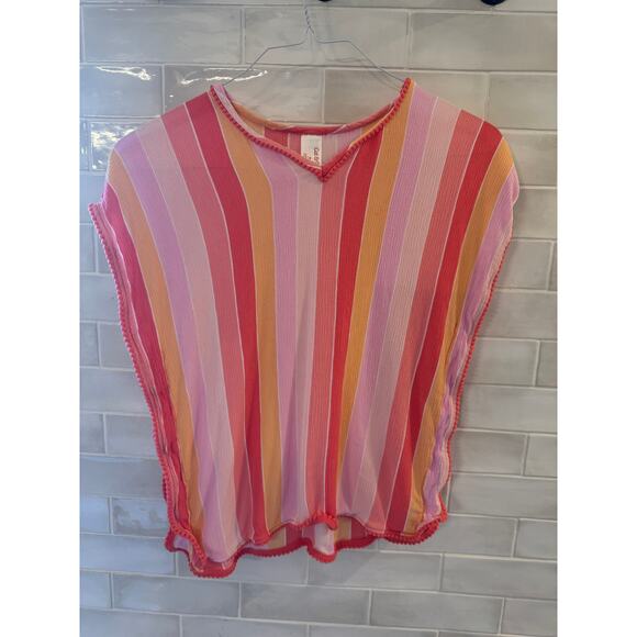 Cat & Jack Girls Gauze Swim Cover-Up | Pink Orange Stripe | Size M - Picture 1 of 2